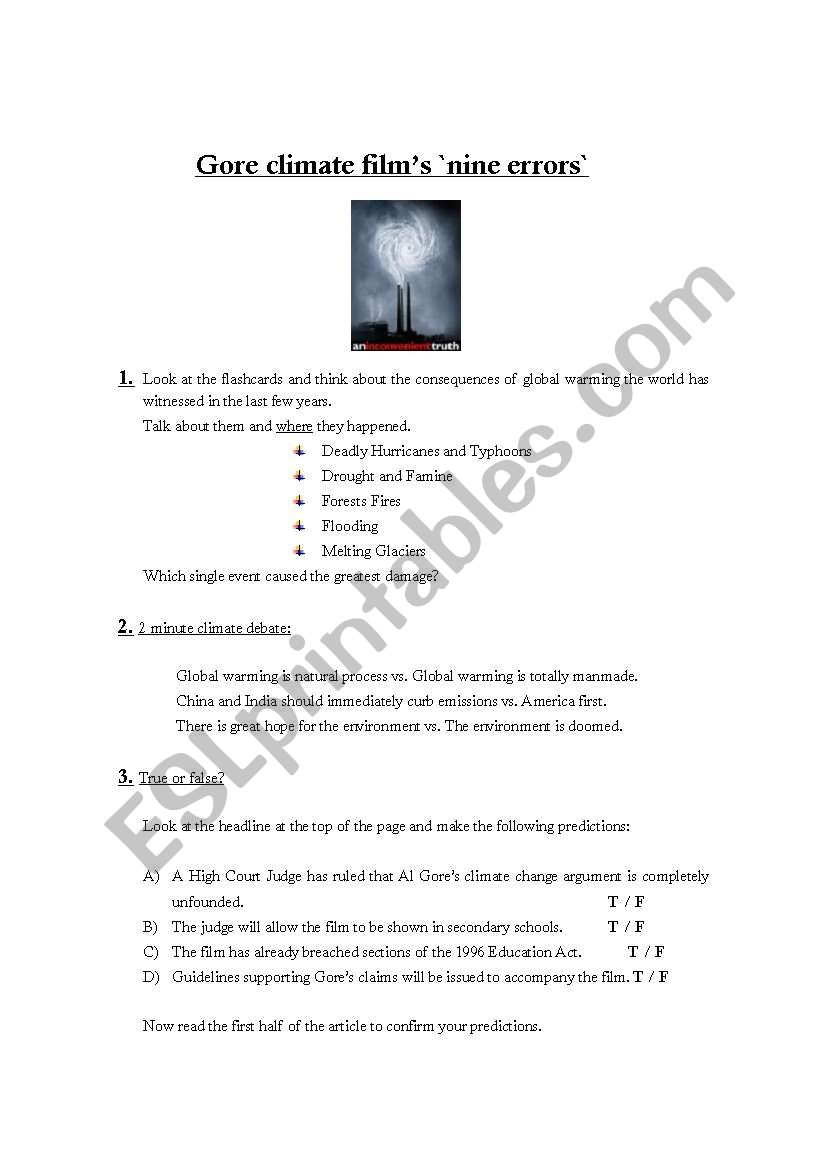 Gore climate filmfs `nine errors`